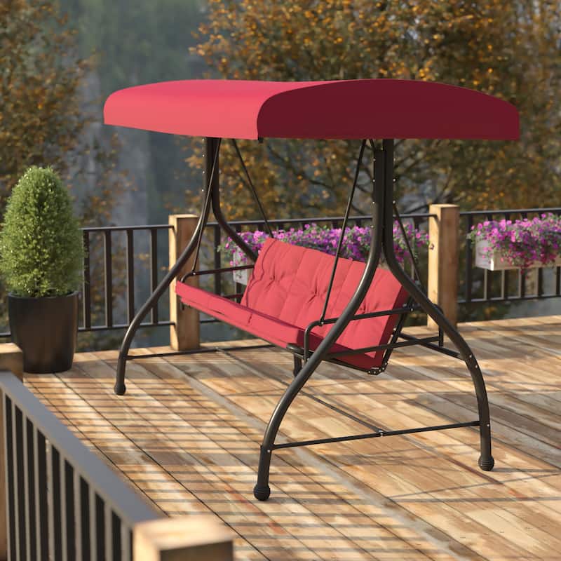 3-Seat Outdoor Steel Converting Patio Swing and Bed Canopy Hammock