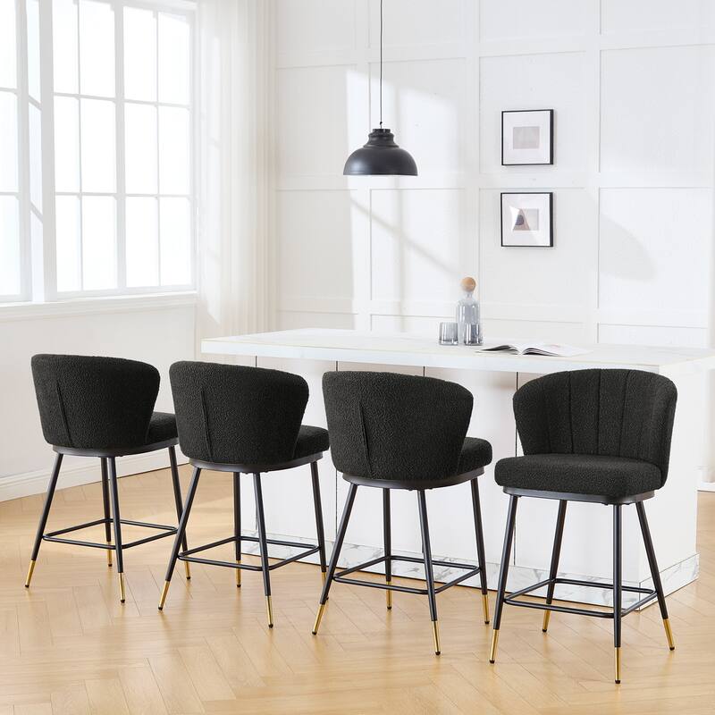 26" Boucle Fabric Counter Height Bar Stools, Set of 2/3/4 - 35.83"H x 22"W x 20.28"D