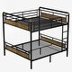 preview thumbnail 9 of 13, Queen Over Queen Metal Bunk Bed, Industrial Detachable Bunkbeds with Safety Guard Rails for Teens, Black