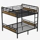 preview thumbnail 10 of 12, Queen Over Queen Metal Bunk Bed with Ladder & Safety Guardrails for Teens Bedroom, Heavy Duty Bunkbeds Detachable Design, Black