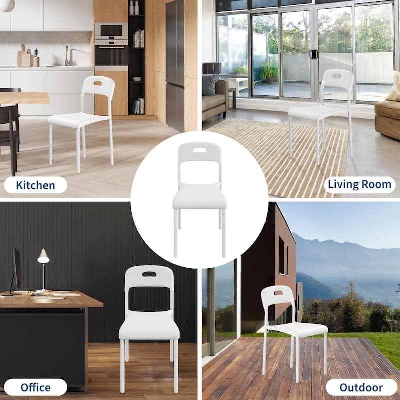 Dining Chairs Set of 4, Stackable Modern Kitchen Chairs, Plastic Dining Room Chair with Metal Legs