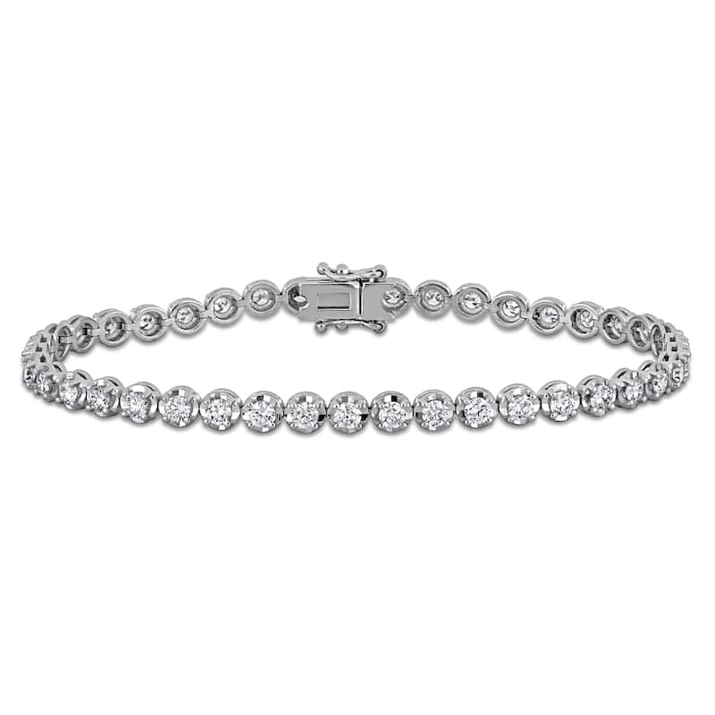 Miadora 14k White Gold Diamond Tennis Bracelet 1 1/3 to 6 1/10ct TDW - 3.28 Carats