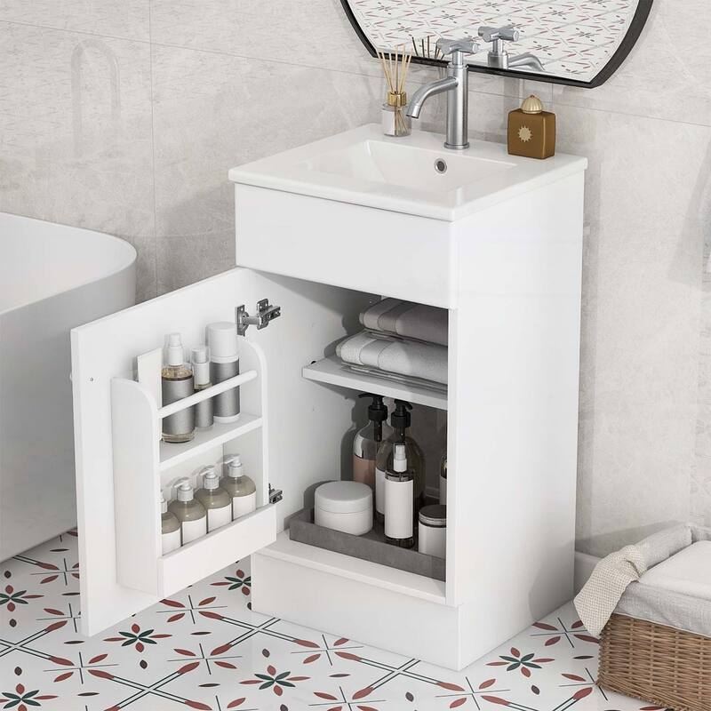 Freestanding Vanity Set with Door Shelf and Adjustable Shelf