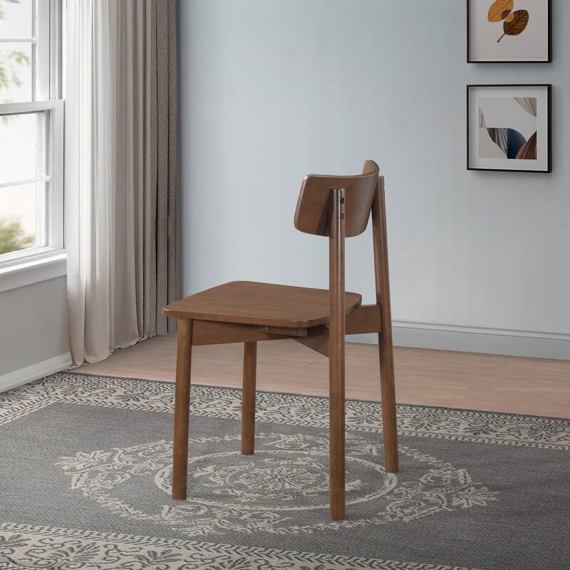 GDFStudio - Mid-Century Modern Solid Wood Dining Chair Set with Contoured Seat Design and Curved Backrest, Set of 2 - 17.7"