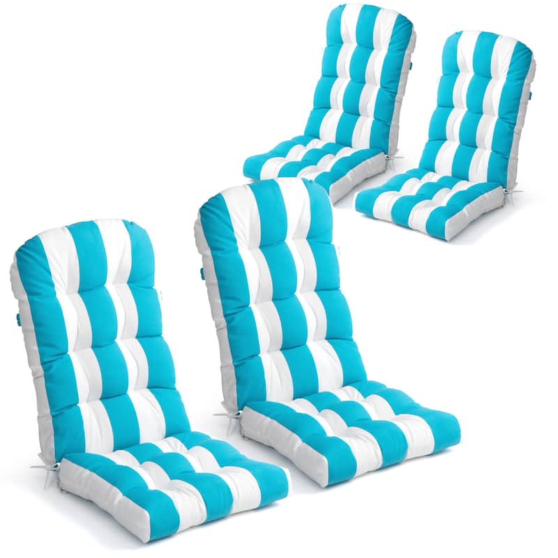 Outdoor Adirondack Chair Cushion Rocking Chair Cushions Thickened Patio Chair Pad with Sunbrella - 4PC - Blue&White