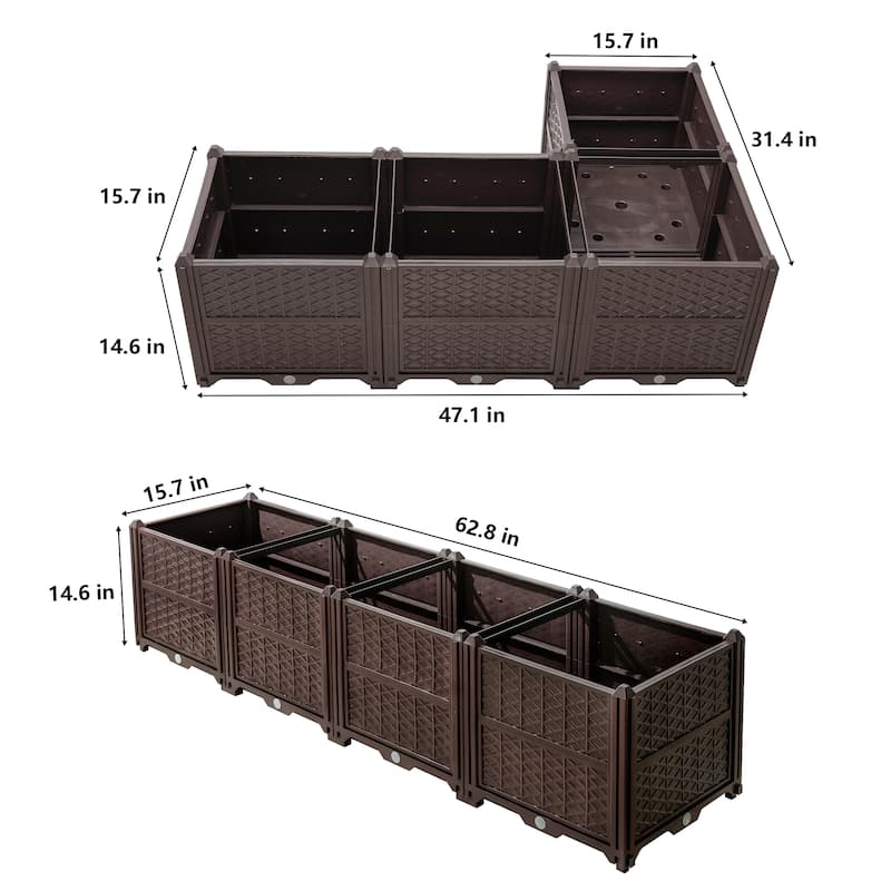Garden Planter Box with Drainage Tray for Balcony Patio Porch Living
