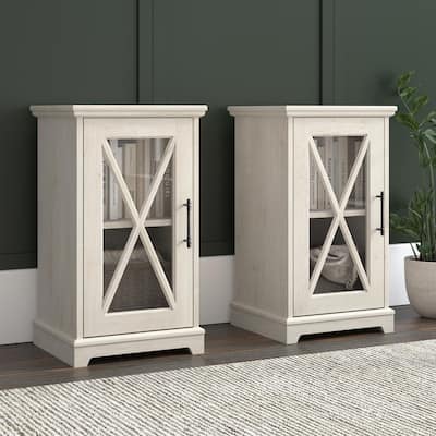 Lennox Farmhouse End Table with Storage - Set of 2 by Bush Furniture