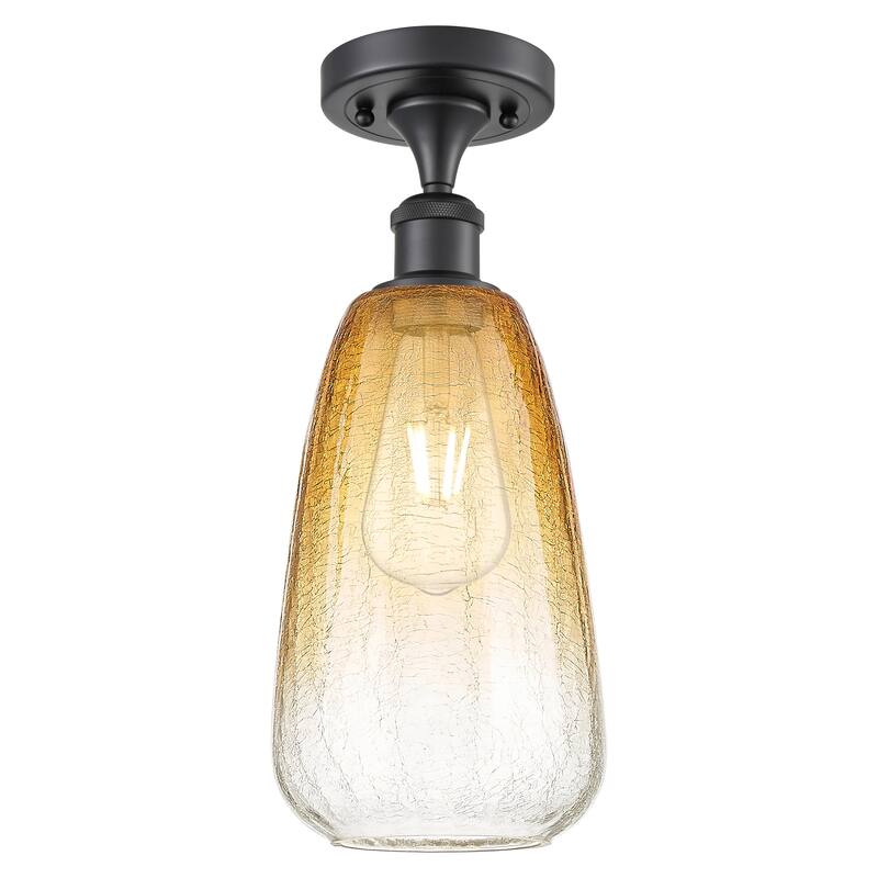 Innovations Lighting Endless Possibilities Ballston - Brookhaven Almond - 1 Light 6" Semi-Flush Mount - Matte Black/Amber