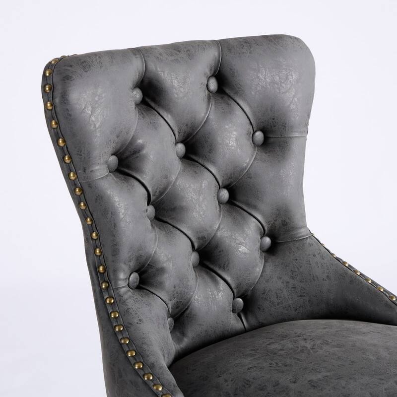 GDF Studio - Riveton Modern PU Upholstered Swivel Bar Stools with Tufted Backs (Set of 2)