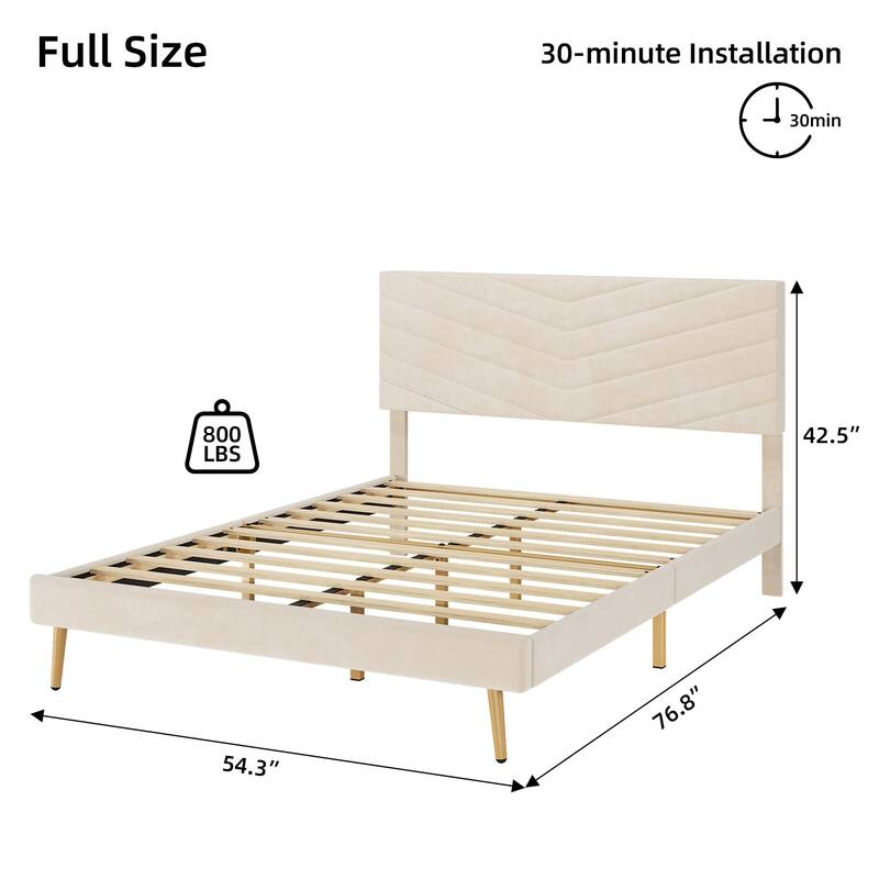 Bed Frame with Adjustable Headboard