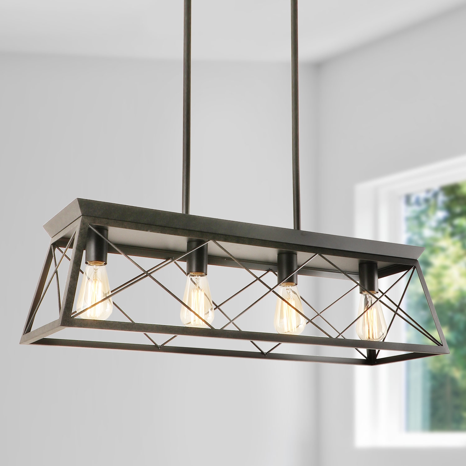 ストレッチドビー Eumyviv Circular Metal Chandelier Light with Frosted Glass Shade,  Rust