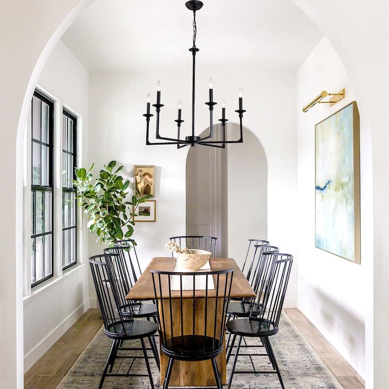 Bella Depot 28" 6-Light Black Metal Chandelier Adjustable Pendant Light for Dining Room Bedroom