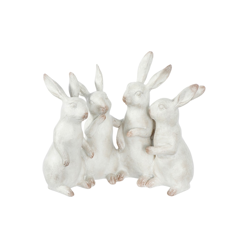 Whitewashed Polyresin Bunny Rabbit Quartet