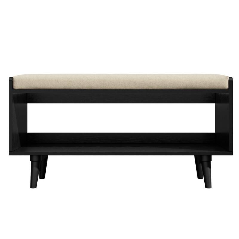 Upholstered End-of-Bed Bench with Shoe Storage – Solid Wood Frame, Anti-Slip Legs