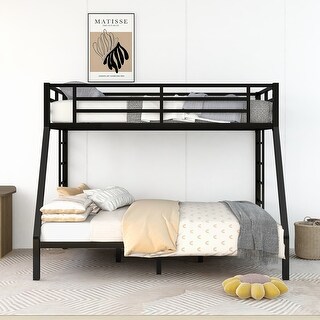 Metal Bunk Bed with 2 Ladders & Guardrails, Heavy Duty Sturdy Bedframe