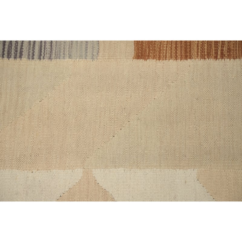 Hand Woven Oriental 100% Wool Carpet Southwestern Modern Beige & Ivories Kilim Area Rug - 8' 8'' X 6' 0''