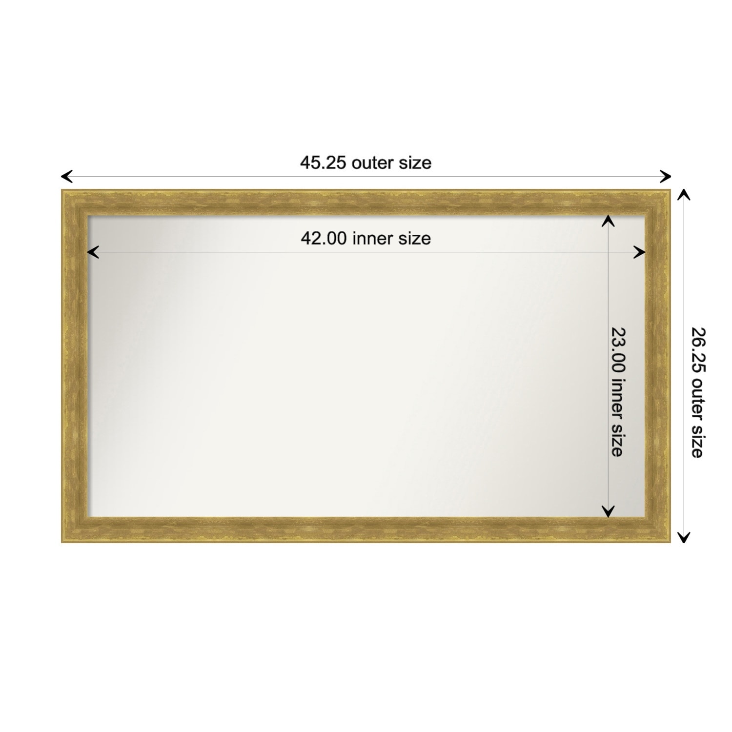 Angled Gold Framed Non-Beveled Custom Wall Mirror, Bathroom Vanity Mirror