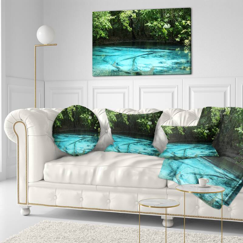 Designart "Emerald Pond in Deep Forest" Landscape Photography Canvas Print - 40 in. wide x 20 in. high