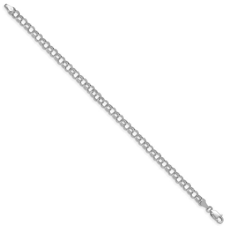 Curata 10k White Gold 5mm Hollow Double Link Charm Bracelet Options: 7" 8"