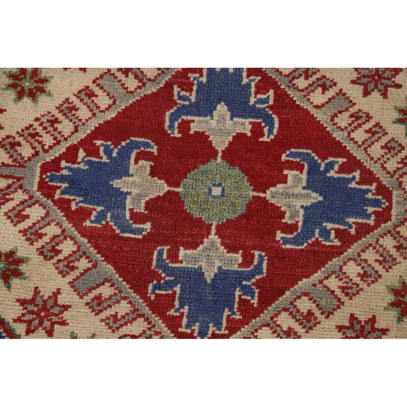 Large Geometric Kazak Oriental Area Rug Handmade Wool Carpet - 9'9" x 13'9"