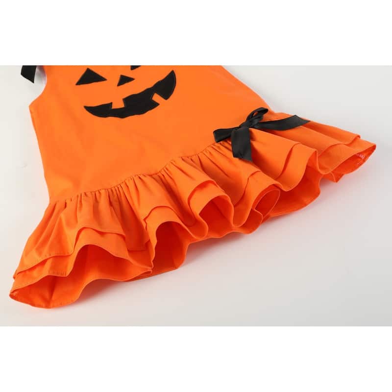 Lil Cactus Jack-O-Lantern Pumpkin Halloween Ruffle Dress