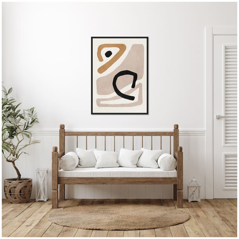 Kate and Laurel Sylvie Neutral Abstract 1 Minimal Modern Art Framed Canvas by July Art Prints