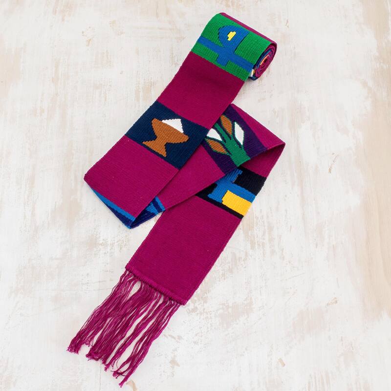 Novica Handmade Solola Totem In Magenta Cotton Table Runner