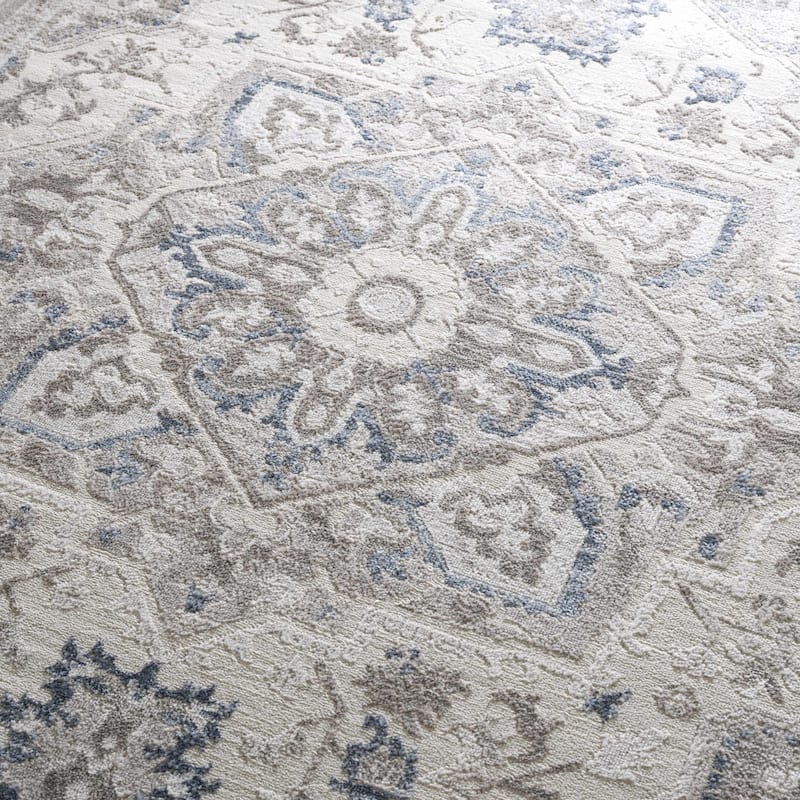 Hauteloom Calum Living Room, Bedroom Area Rug - Farmhouse - High Pile - Pink,Gray - 7'9" x 9'6"