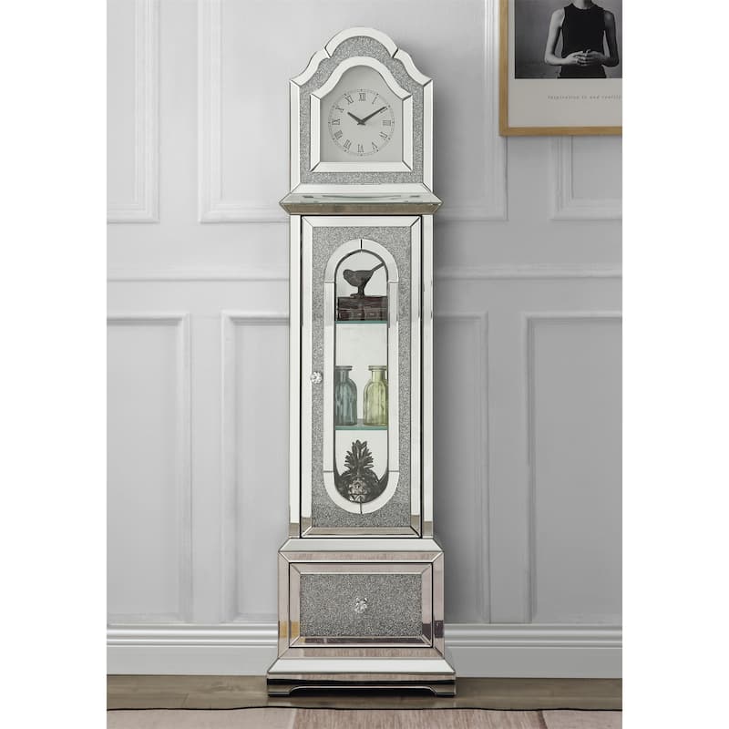 Grandfather Clock with LED Mirrored and Faux Diamonds Bed Bath