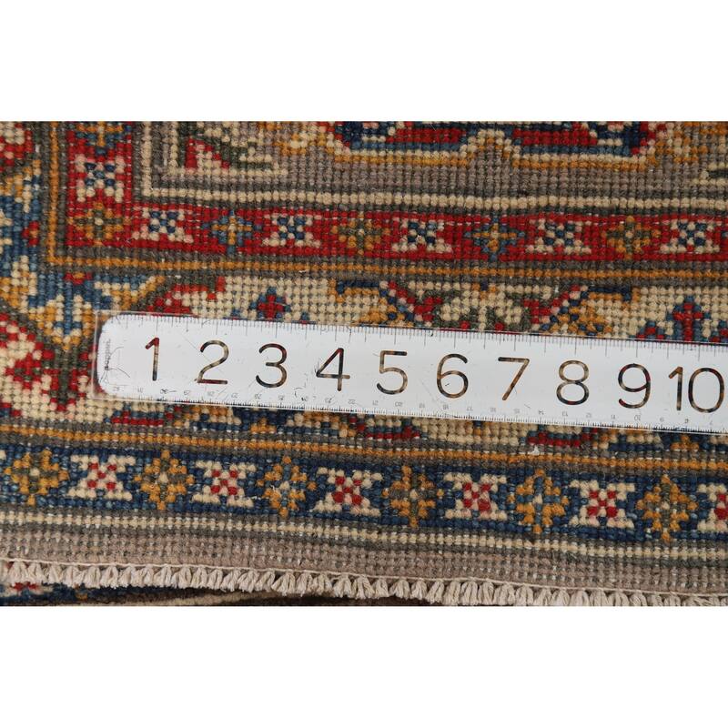 Geometric Kazak Oriental Foyer Rug Handmade Grey Wool Carpet - 2'0"x 3'0"