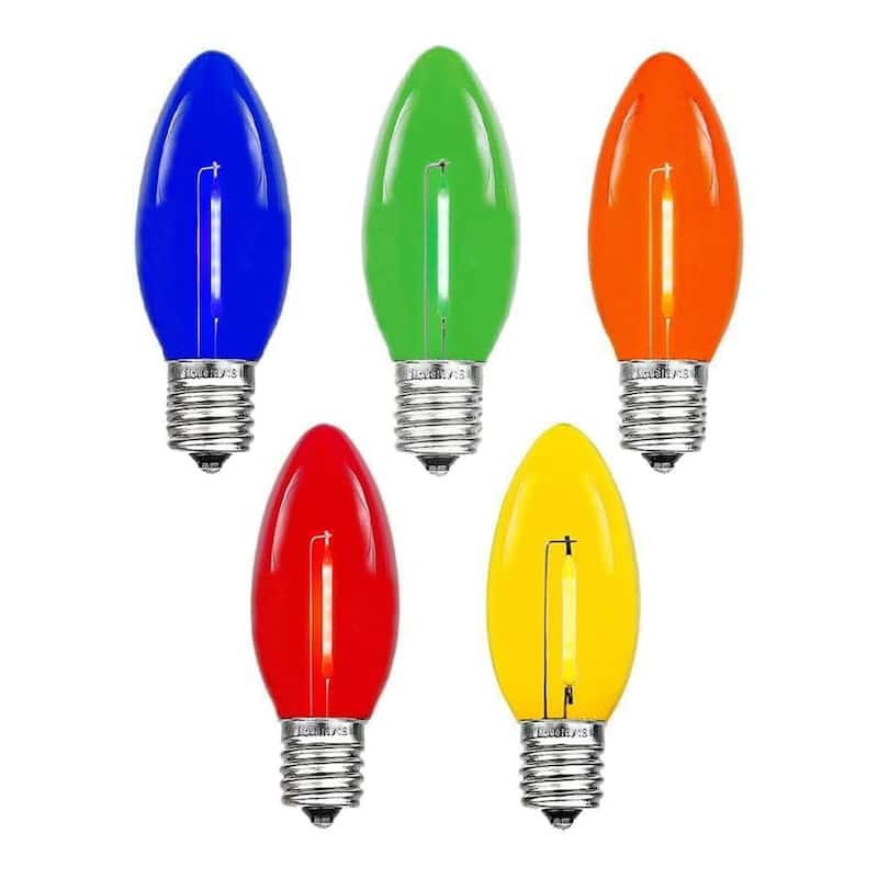 25 Pack C9 LED Outdoor Christmas Replacement Bulbs, Warm White, C9/E17 Base - Multi