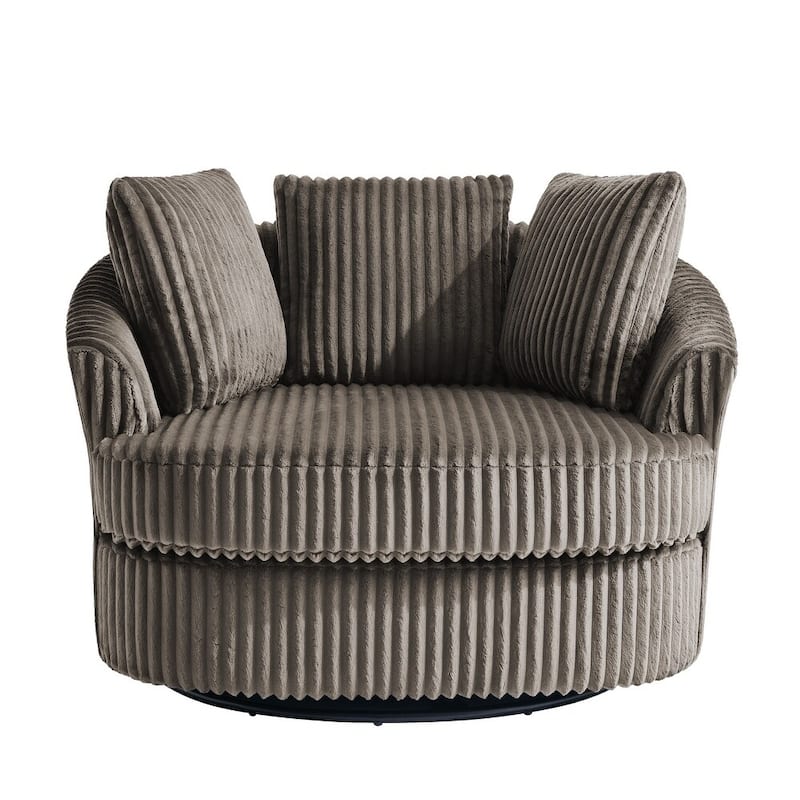UIXE Oversize 43" Plush Corduroy Swivel Barrel Chair Comfy Accent Chair For Living Room