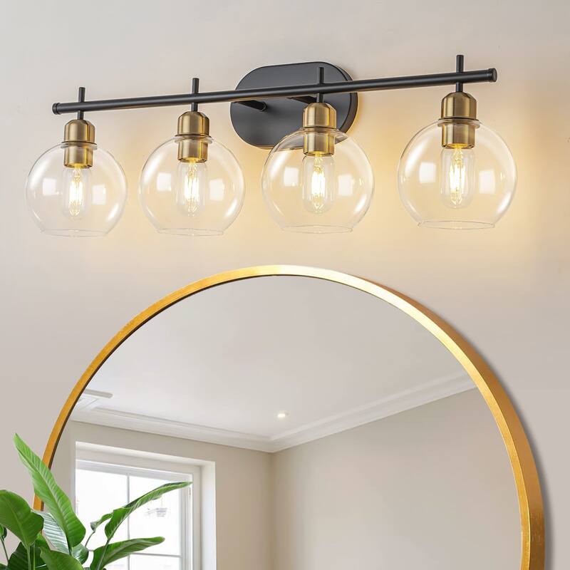 Starsky 4-Lights Modern Dimmable Bathroom Vanity Light with Globe Glass Shade