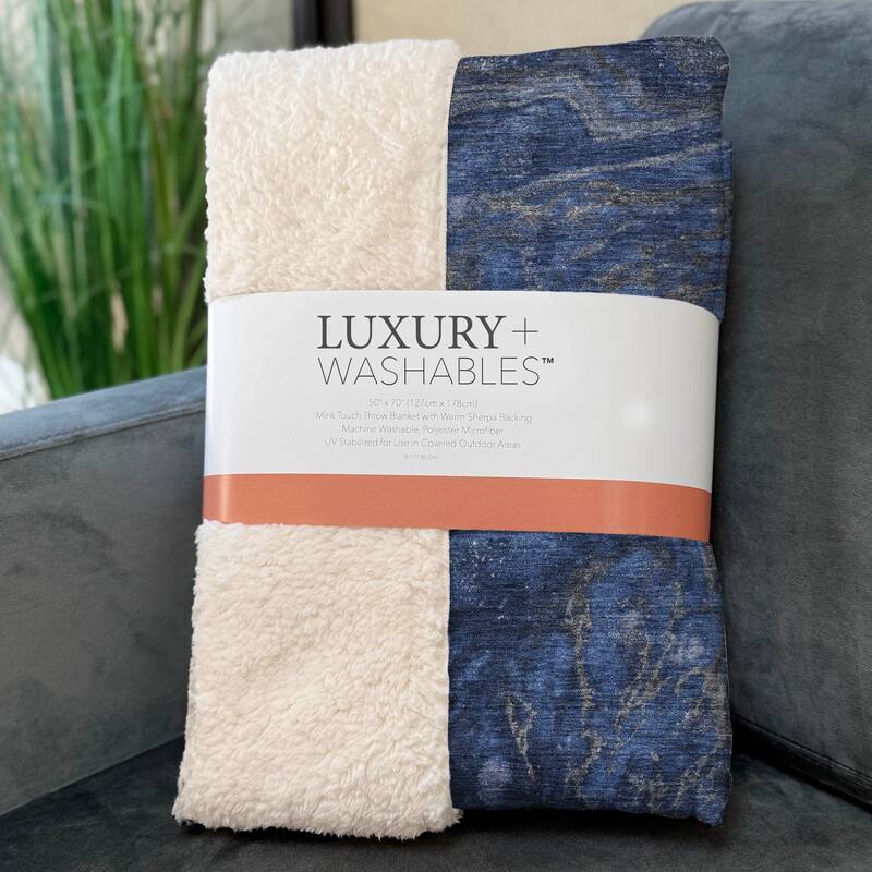Premium Machine Washable Abstract Contemporary Sherpa Throw Blanket