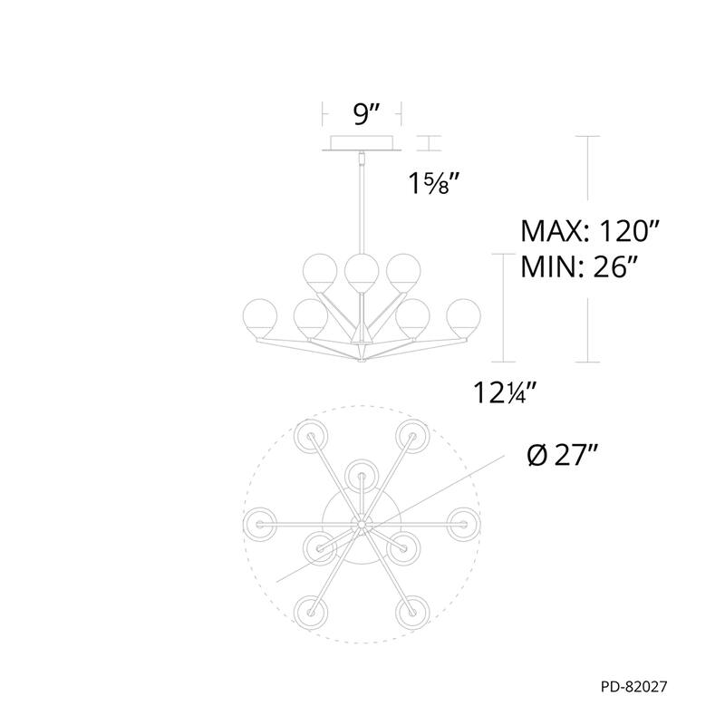 Double Bubble 27in LED 9 Light Chandelier 3000K