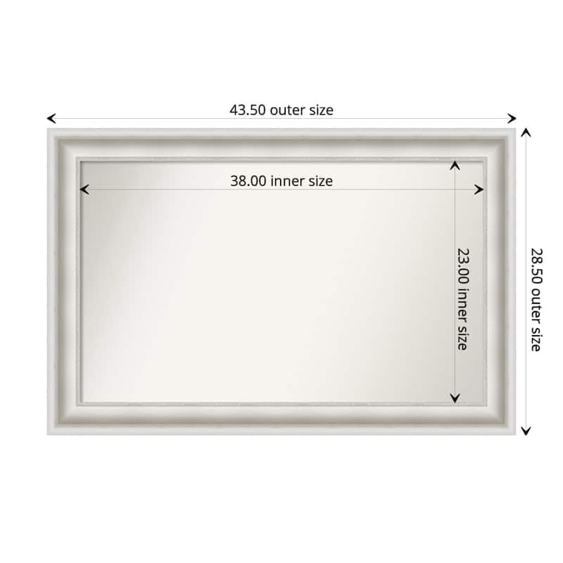 Parlor White Framed Non-Beveled Custom Wall Mirror, Bathroom Vanity Mirror - Outer Size: 43.5 x 28.5