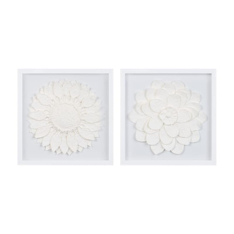 Floral Framed Wall Plaque - 16" - Set of 2