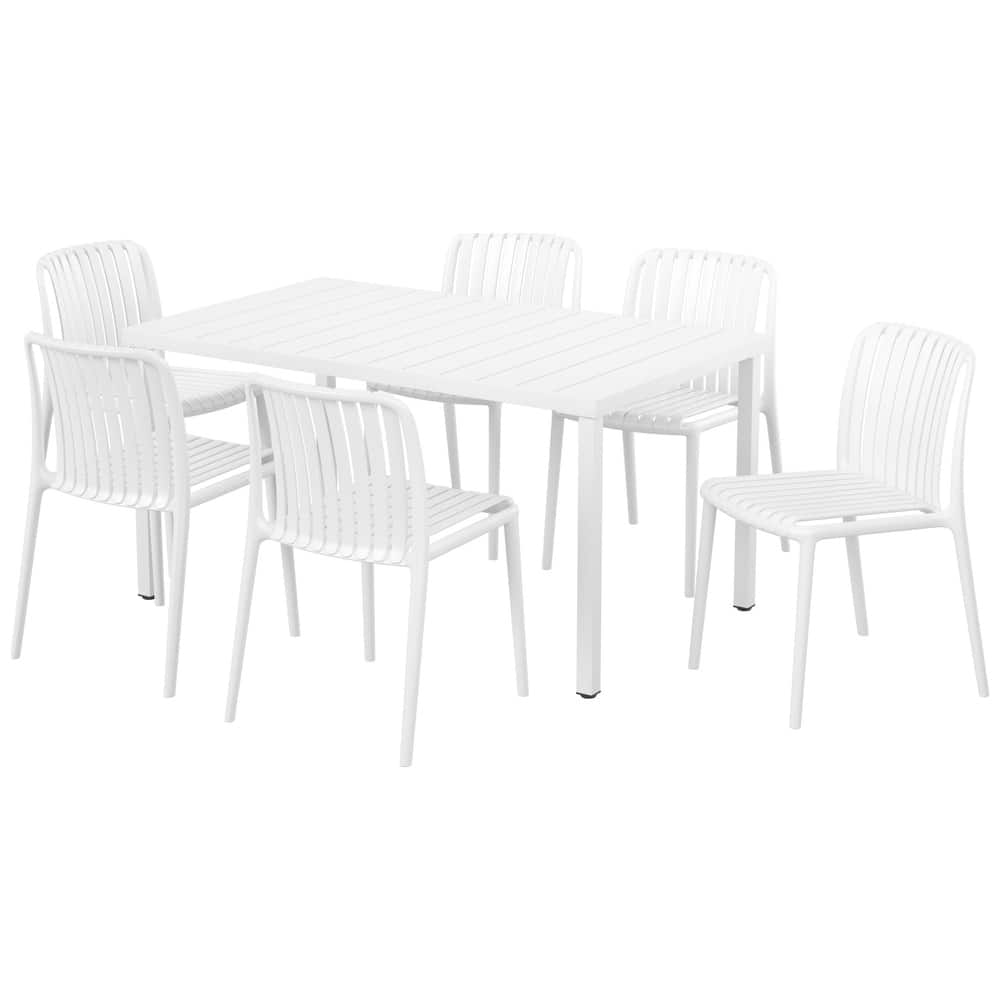 Frond and Form Modern 6-Person Outdoor Patio Rectangular Dining Set