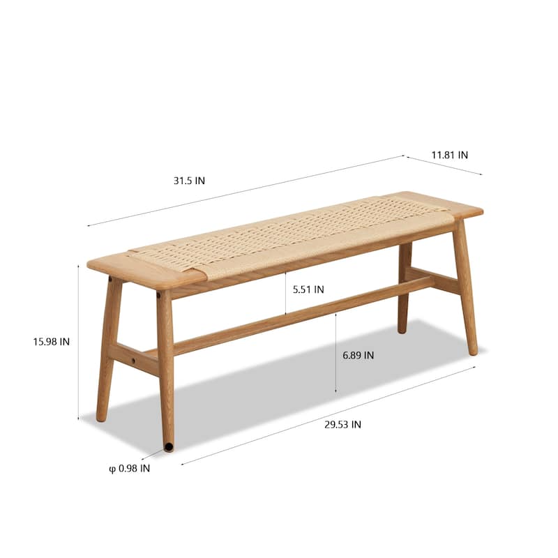 Christopher Knight Home - Delaney Solid Oak Wood Bench with Handwoven Cane Seat
