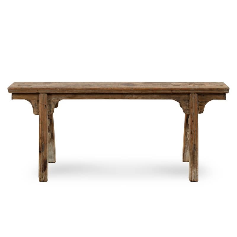 Artissance Vintage Noodle Bench with Front Panel, Weathered Natural Wood Finish (Size & Finish Vary) - 57"W x 6.2"L x 22"H