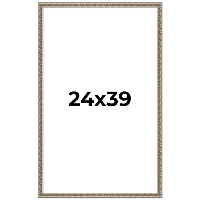 24x39 Frame Silver Versailles Ornate Solid Wood Picture Frame | 1 Inch