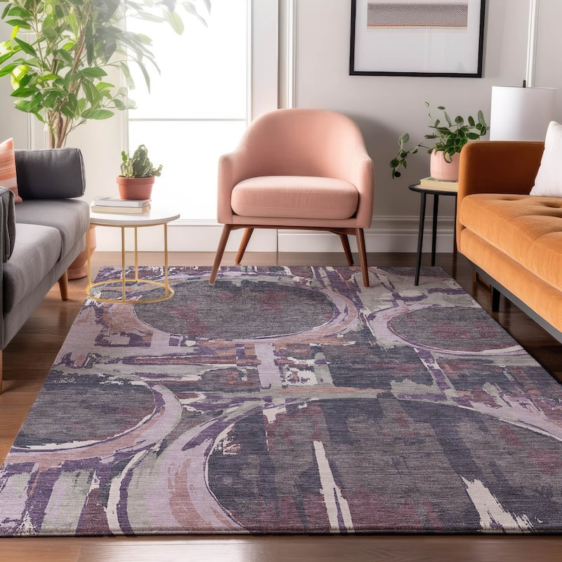 Premium Washable Super Soft Contemporary Casual Mayfield Rug - Purple - 5' x 7'6"