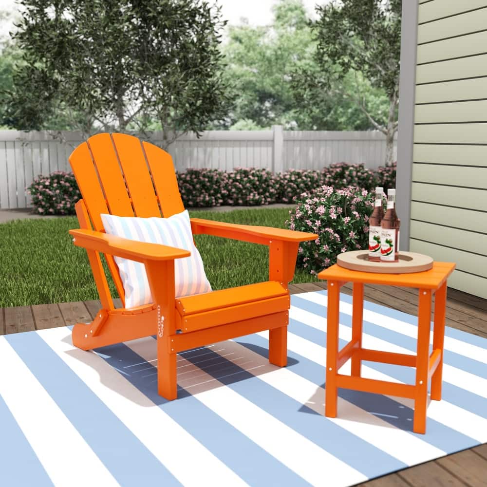 Laguna Hdpe All Weather Outdoor Patio Foldable Adirondack Chair With Side Table (2-Piece Set)