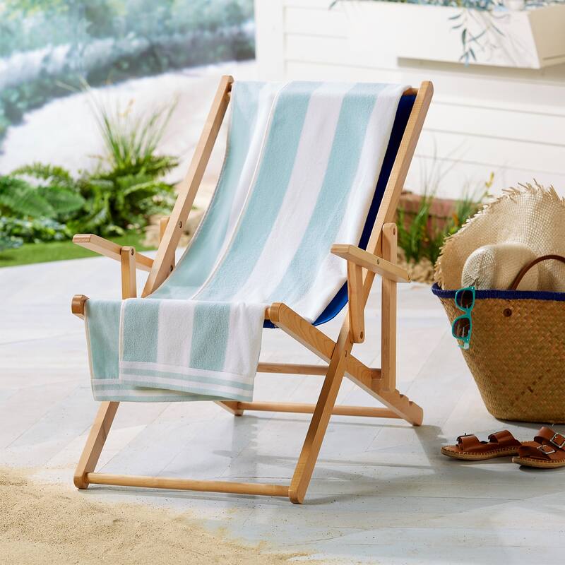 Linery & Co. 100% Cotton Velour Cabana Stripe Beach Towel