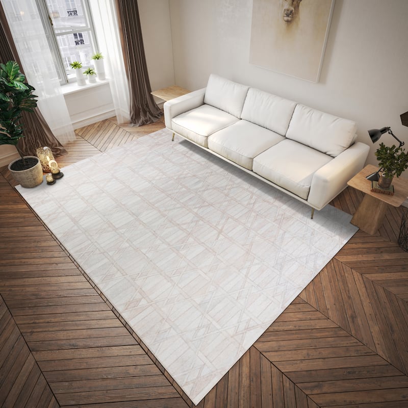 Laredo Striped Diamond Faux Hide Patchwork Area Rug.