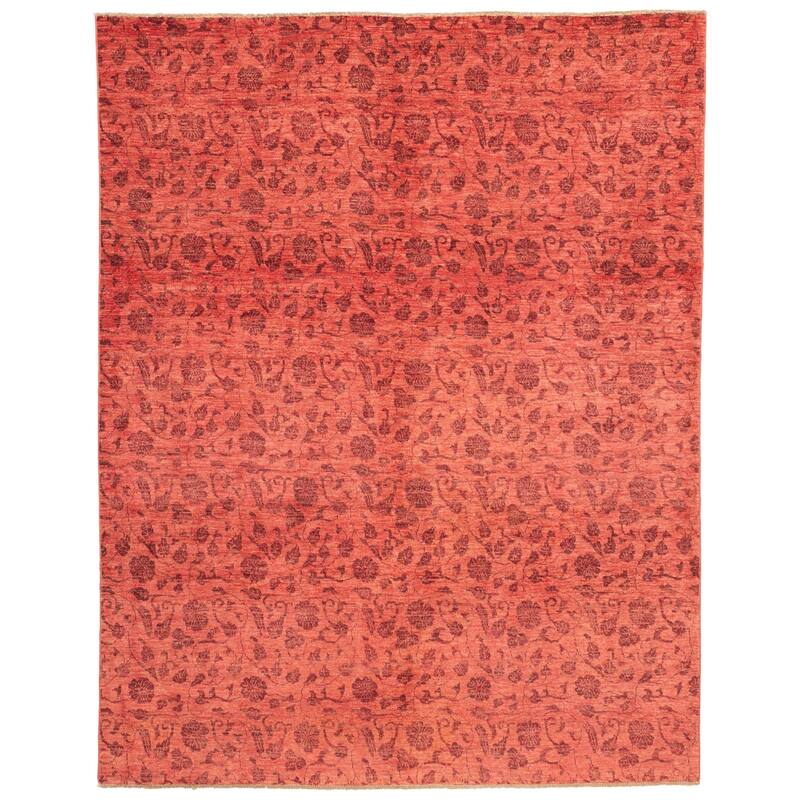 ECARPETGALLERY Hand-knotted Vibrance Light Red Wool Rug - 8'0 x 10'2