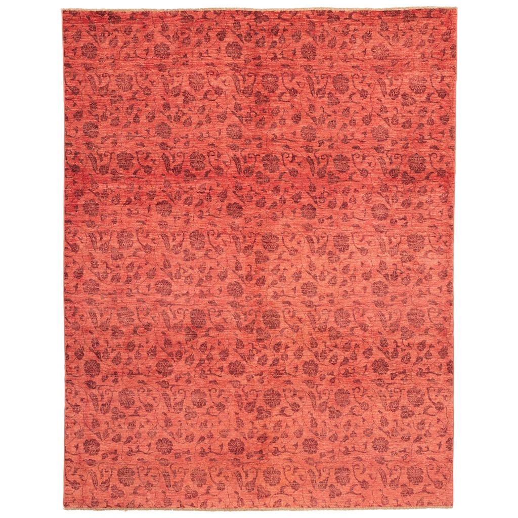ECARPETGALLERY Hand-knotted Vibrance Light Red Wool Rug - 8'0 x 10'2