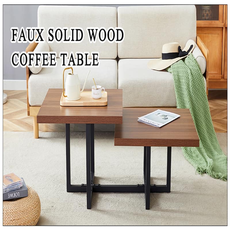 Modern and Scandinavian Styles-Dark Walnut Double-Deck Coffee Table