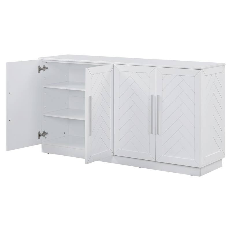 Rectangular Sideboard with 4 doors and metal handles
