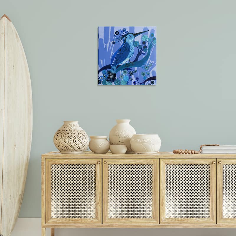 Stupell Folk Style Blue Bird Canvas Wall Art Design By Kay Widdowson